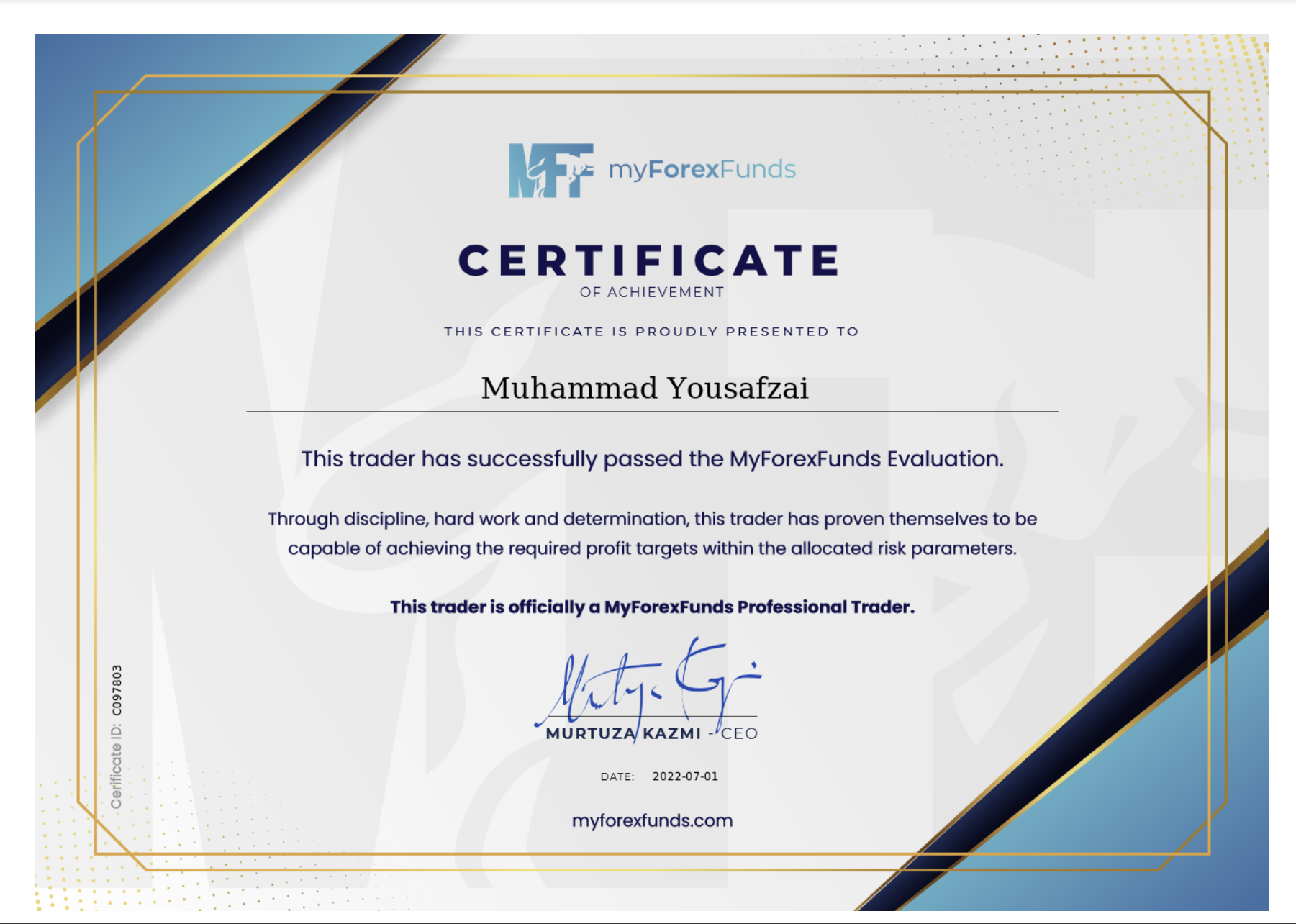 Certificate of Professional Forex Trader